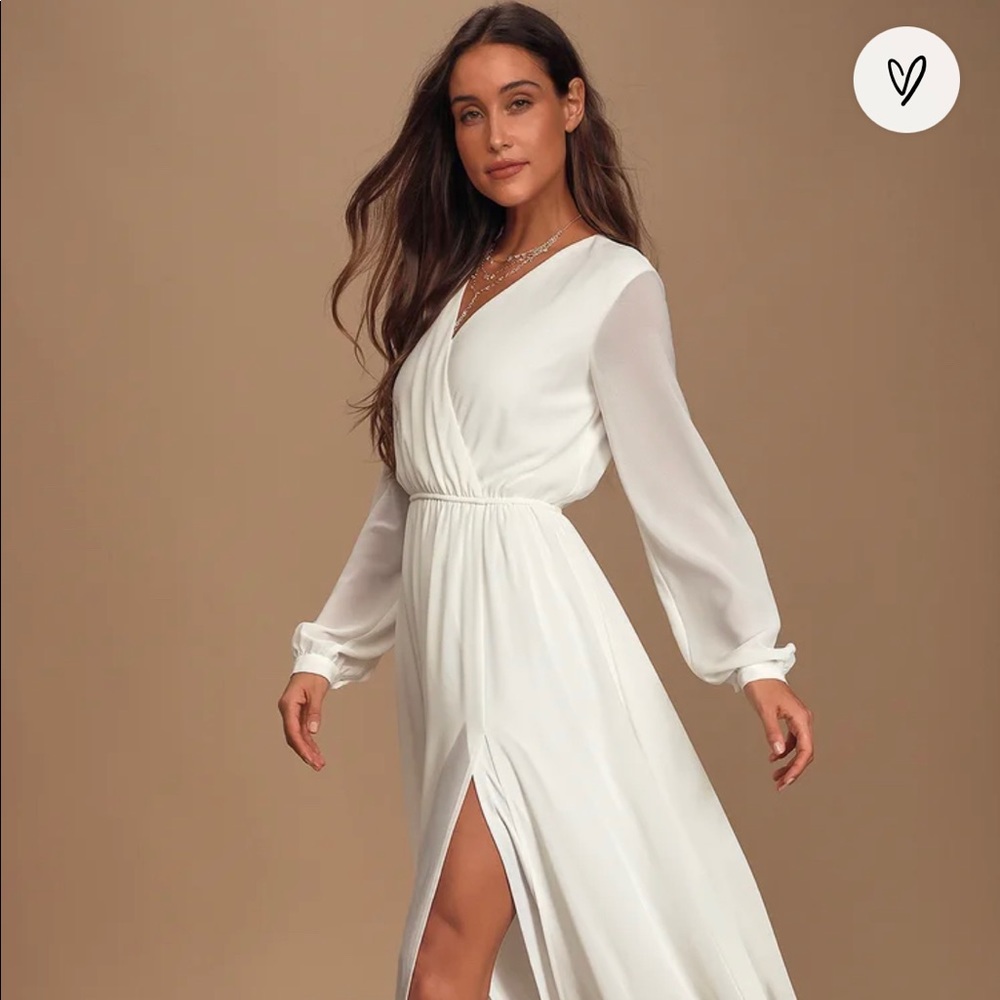 Lulu’s Wondrous Water Lilies White Maxi Dress, Small